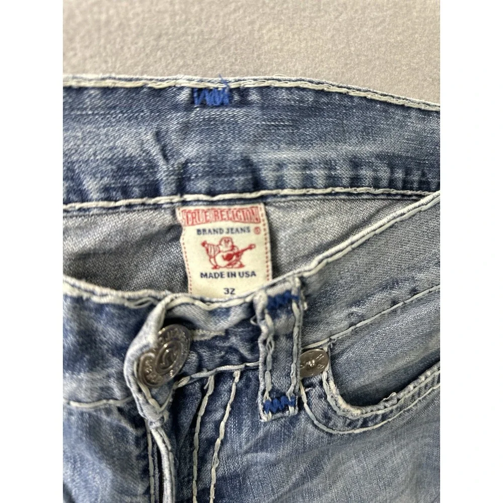 True Religion Ricky Super T White Stitch Jeans Medium Wash Men's 32X30 Rare